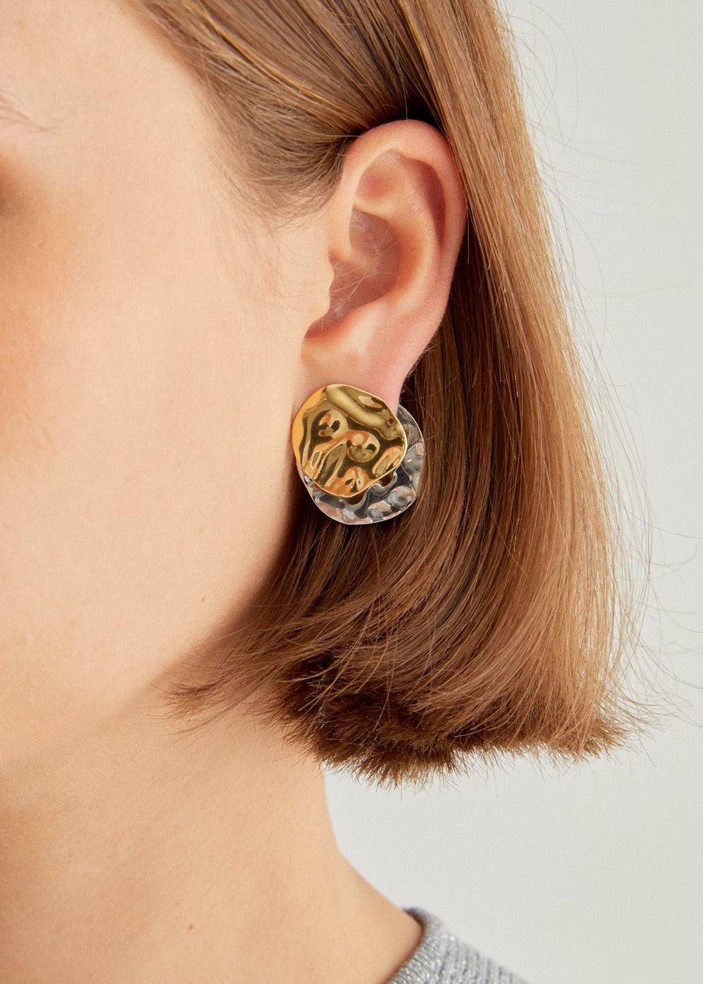Nalí S.STEEL ROUND EARRINGS GOLD+SILVER Offerta Pasqua