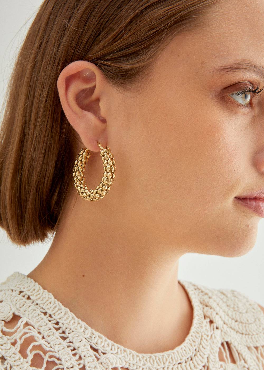 Nalí 14KT GOLD PLAT. S.STEEL HOOP EARRINGS Offerta Anniversario