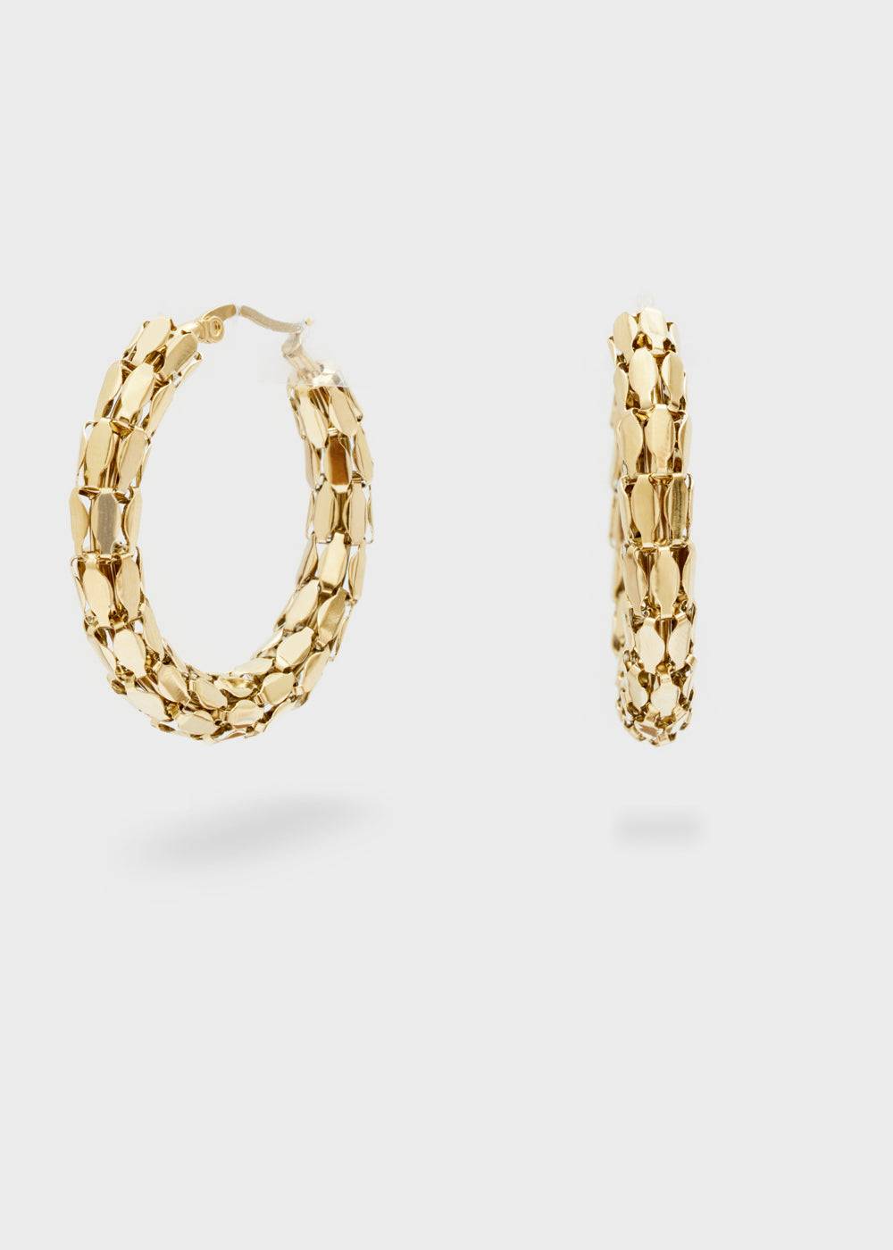 Nalí 14KT GOLD PLA. S.STEEL WROUGHT HOOP EARRINGS Smaltimento dello stoccaggio