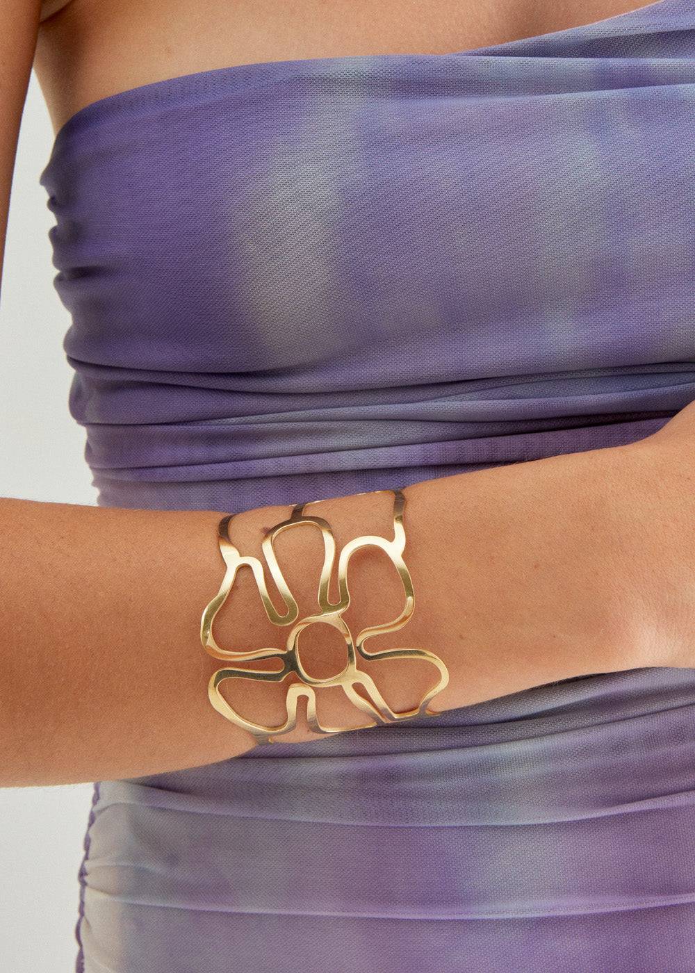 Nalí 14KT GOLD PLA. S. STEEL FLOWER BRACELET Latest fashion