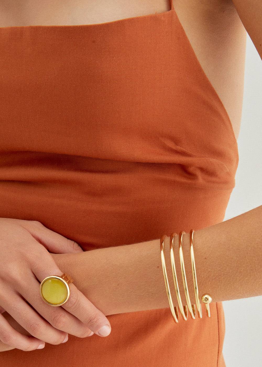 Nalí 14KT GOLD PLA. S. STEEL SPIRAL BRACELET Online Outlet