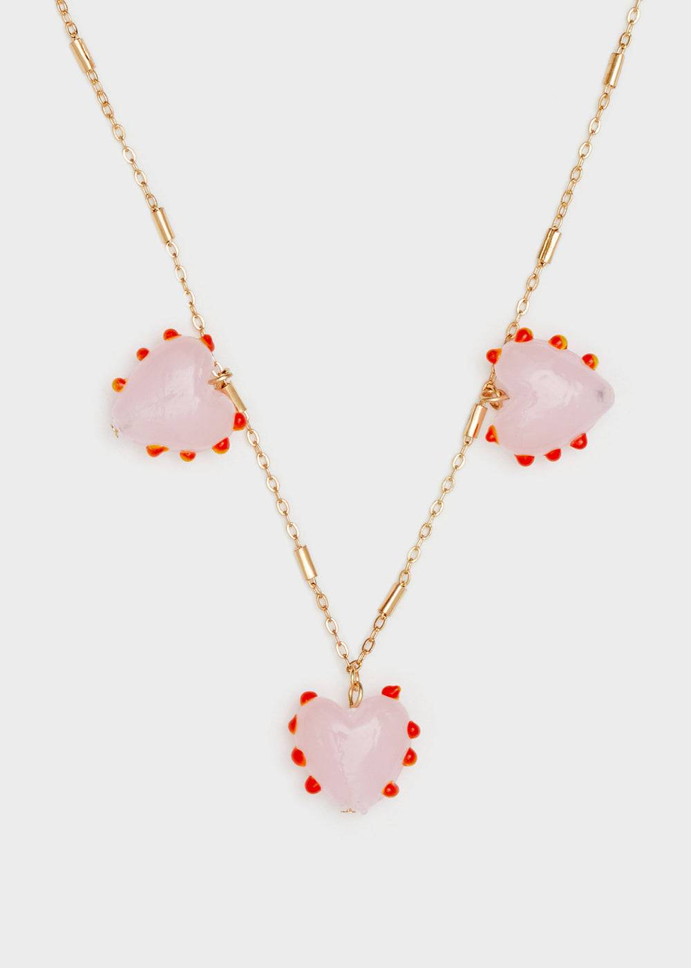 Nalí GOLD NECKLACE W/ PINK PENDANTS Grandi sconti