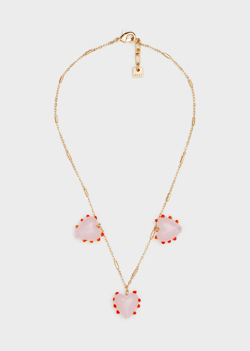 Nalí GOLD NECKLACE W/ PINK PENDANTS Grandi sconti