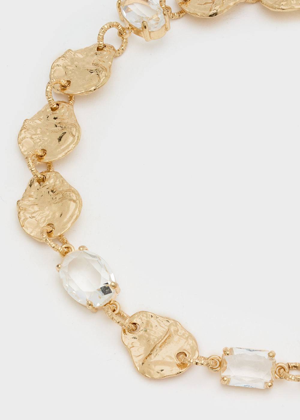 Nalí IRREGULAR NECKLACE IN GOLD W/ CLEAR STONES Nuovi prodotti