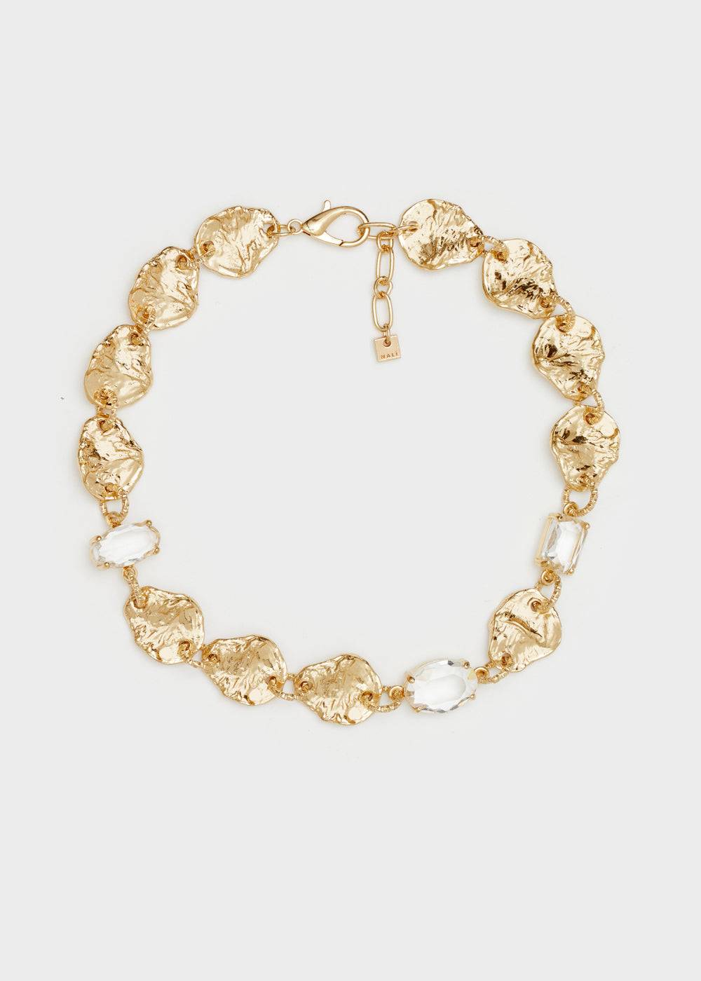 Nalí IRREGULAR NECKLACE IN GOLD W/ CLEAR STONES Nuovi prodotti