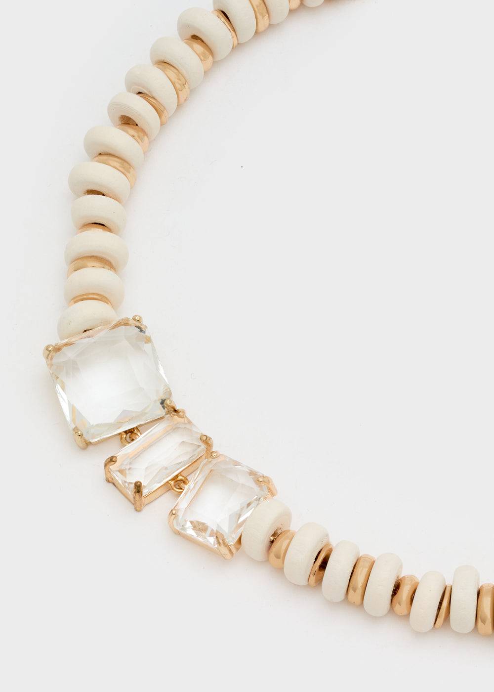 Nalí NECKLACE W/ STONES + OFF-WHITE WOOD BEADS Offerte stagionali