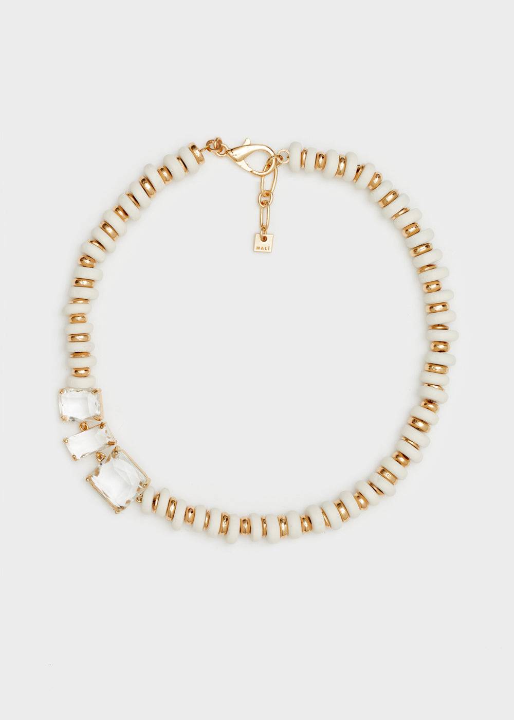 Nalí NECKLACE W/ STONES + OFF-WHITE WOOD BEADS Offerte stagionali
