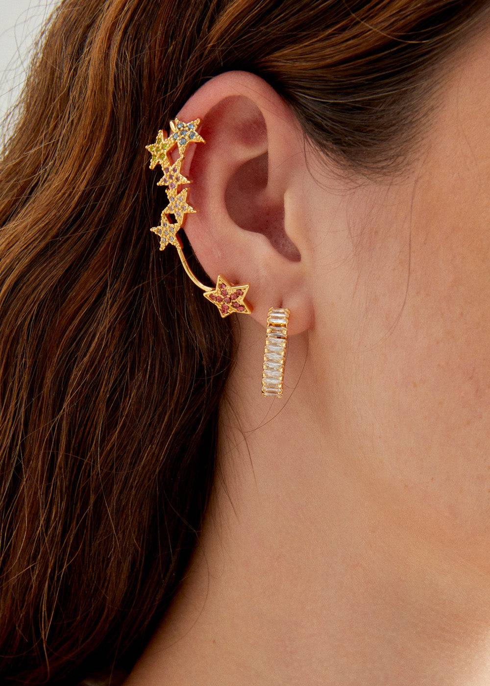 Nalí RITA GOLD EARRINGS W/STONES + COLORS Offerte speciali