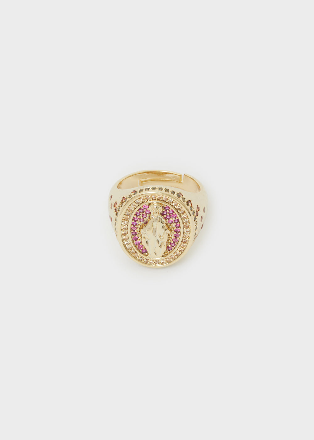 Nalí EFFIGY RING W/ FUSHIA STONES 14KT GOLD PLAT Prezzo basso