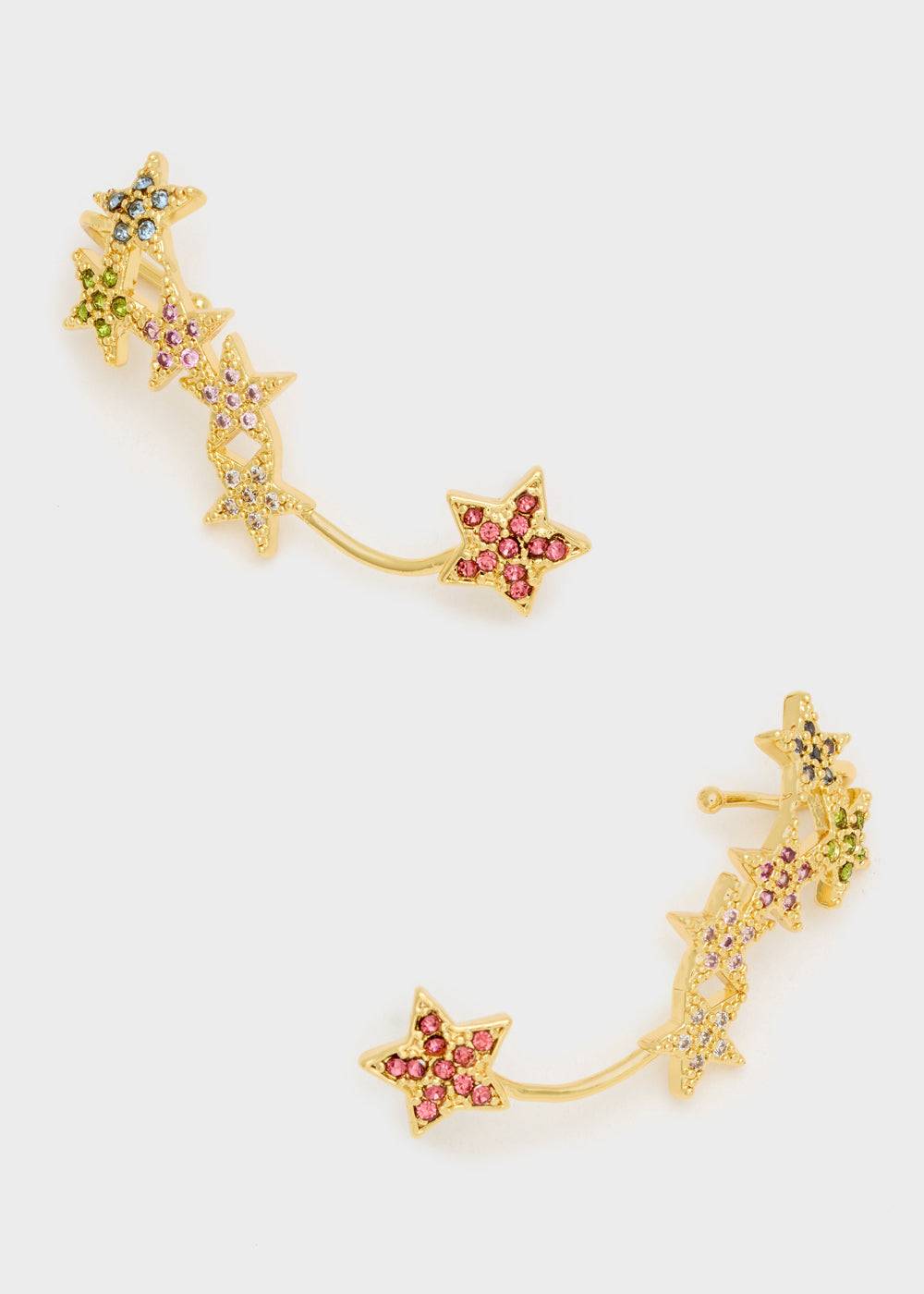 Nalí GOLD EARRINGS W/ STARS AND MULTI STONES Offerta settimanale