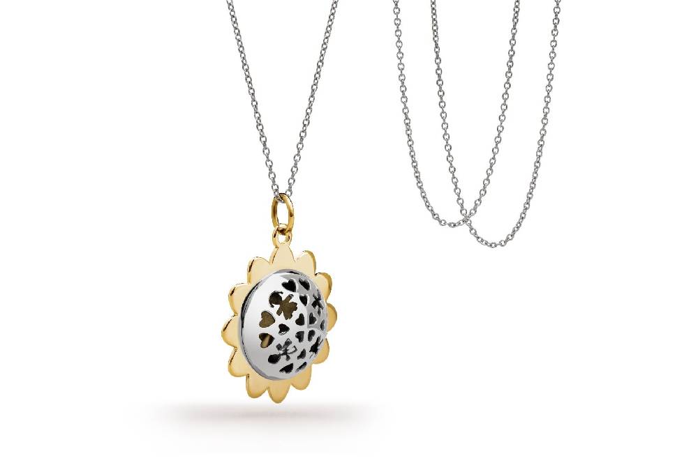 Le Bebé Ciondolo Suonamore in argento con petali placcati oro giallo In Linea