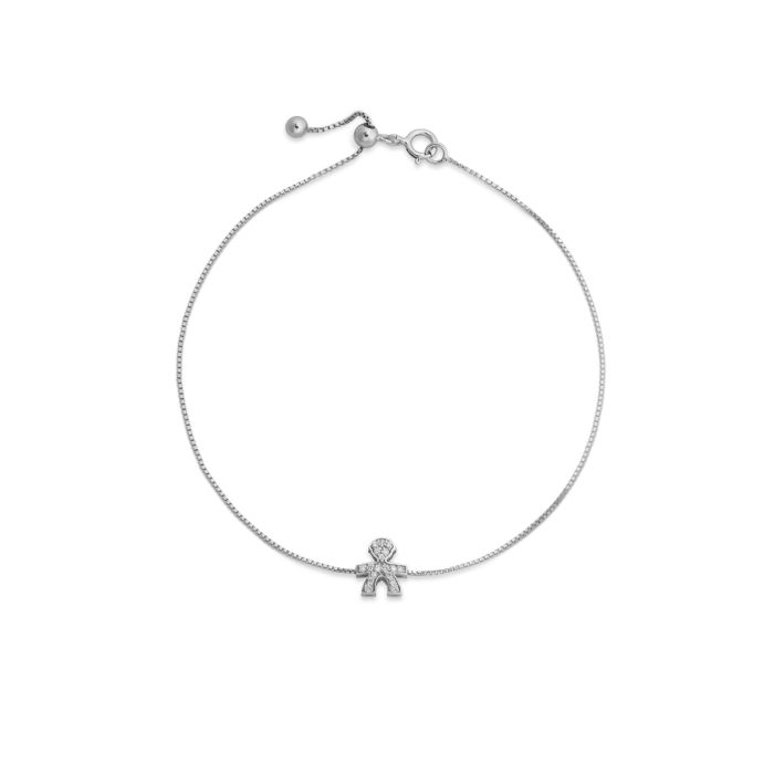 Le Bebé Bracciale I Tesorini con sagoma bimbo in oro bianco e diamanti