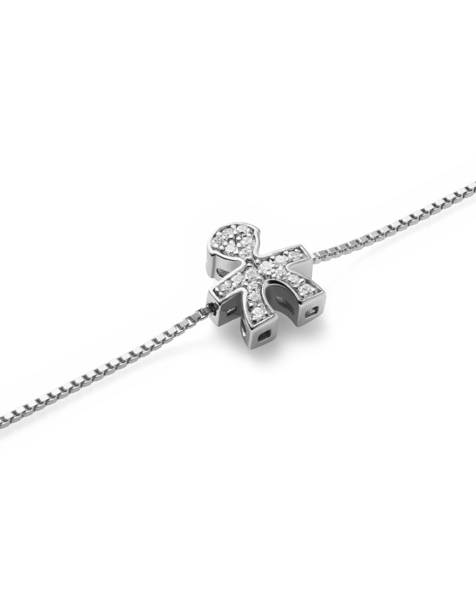 Le Bebé Bracciale I Tesorini con sagoma bimbo in oro bianco e diamanti Sconto