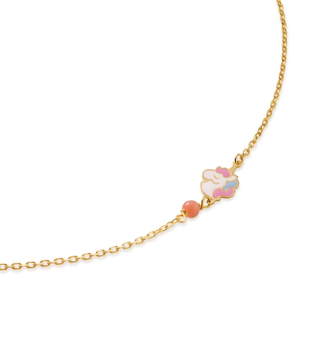 Le Bebé Bracciale Toys in oro giallo con unicorno e corallino Vendita Calda