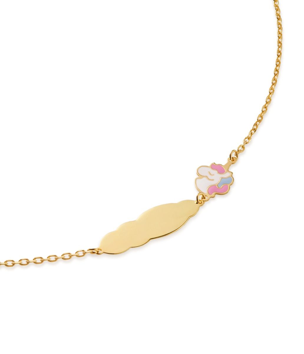 Le Bebé Bracciale Toys in oro giallo con unicorno e targhetta in oro giallo Vendita Economica