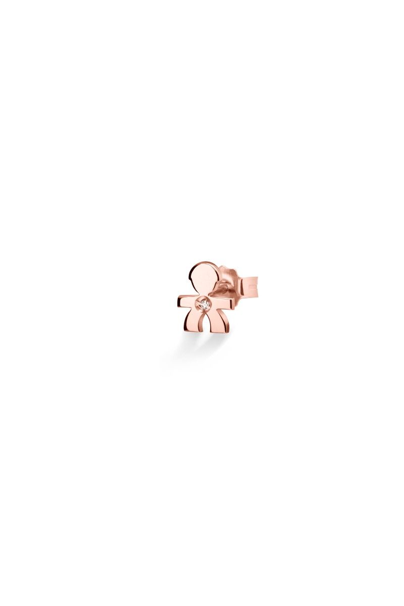 Le Bebé Orecchino I Preziosi con sagoma bimbo in oro rosa e diamante Qualità