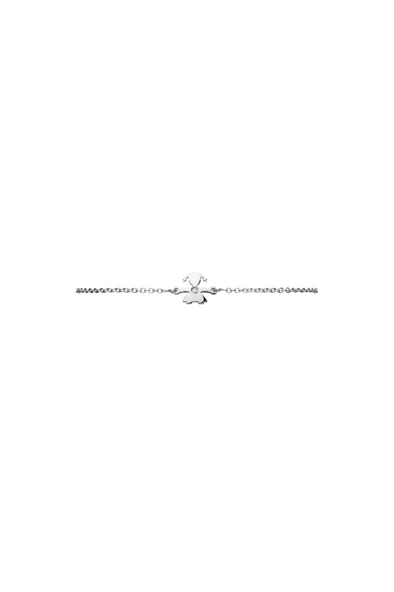 Le Bebé Bracciale I Preziosi con sagoma bimba in oro bianco e diamante Soddisfazione Garantita