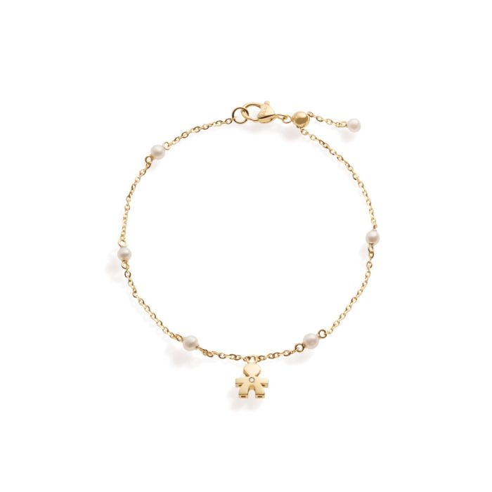 Le Bebé Bracciale Le Perle con sagoma bimbo in oro giallo e diamante