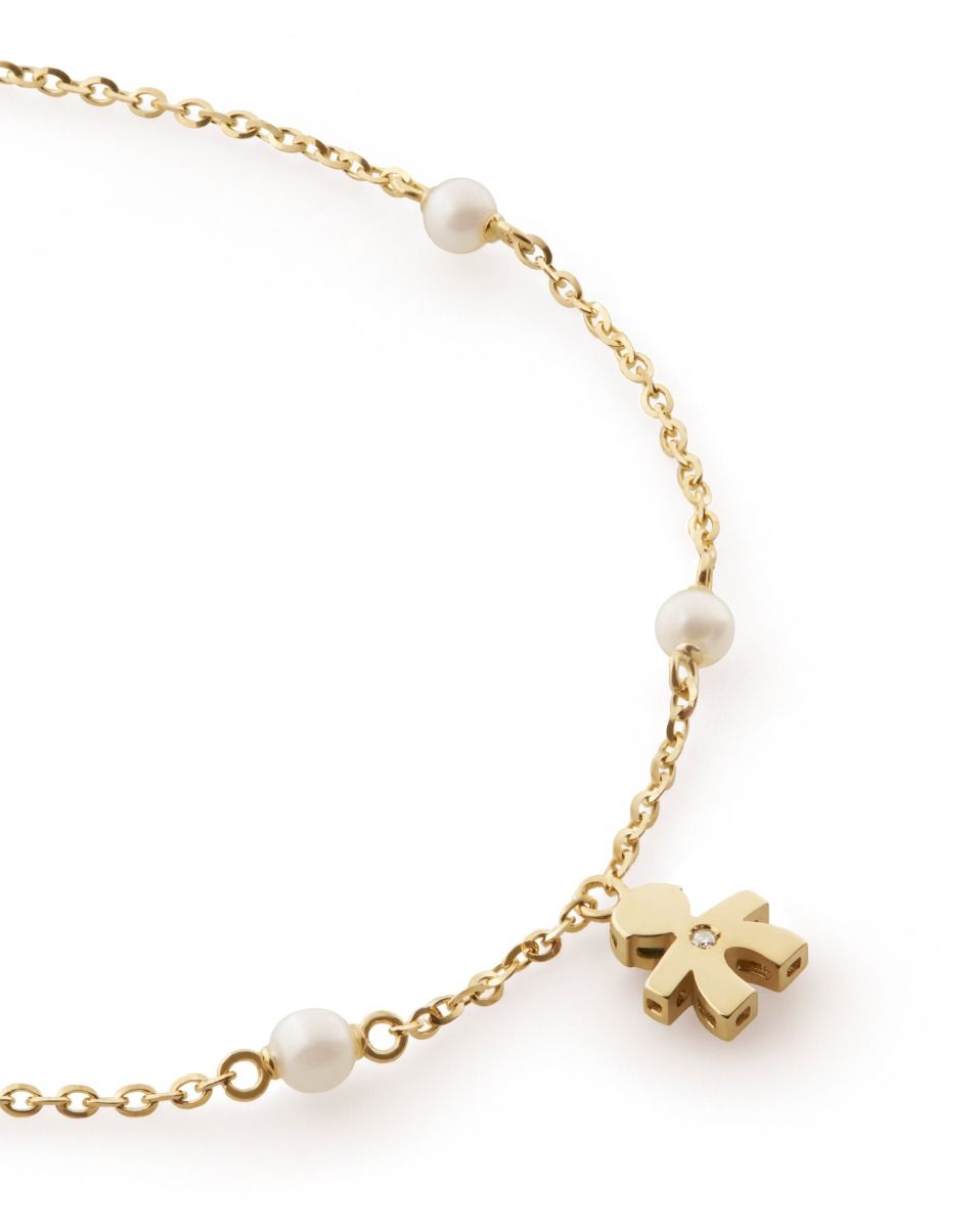 Le Bebé Bracciale Le Perle con sagoma bimbo in oro giallo e diamante 2025