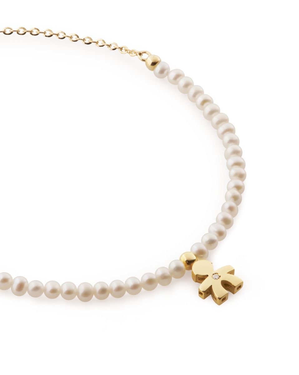 Le Bebé Bracciale Le Perle con sagoma bimbo in oro giallo e diamante Pezzi Unici