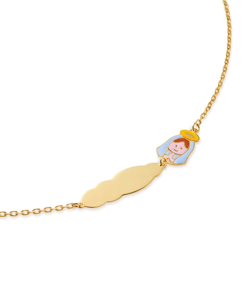 Le Bebé Bracciale Proteggimi con Madonnina e targhetta in oro giallo Promozione Limitata