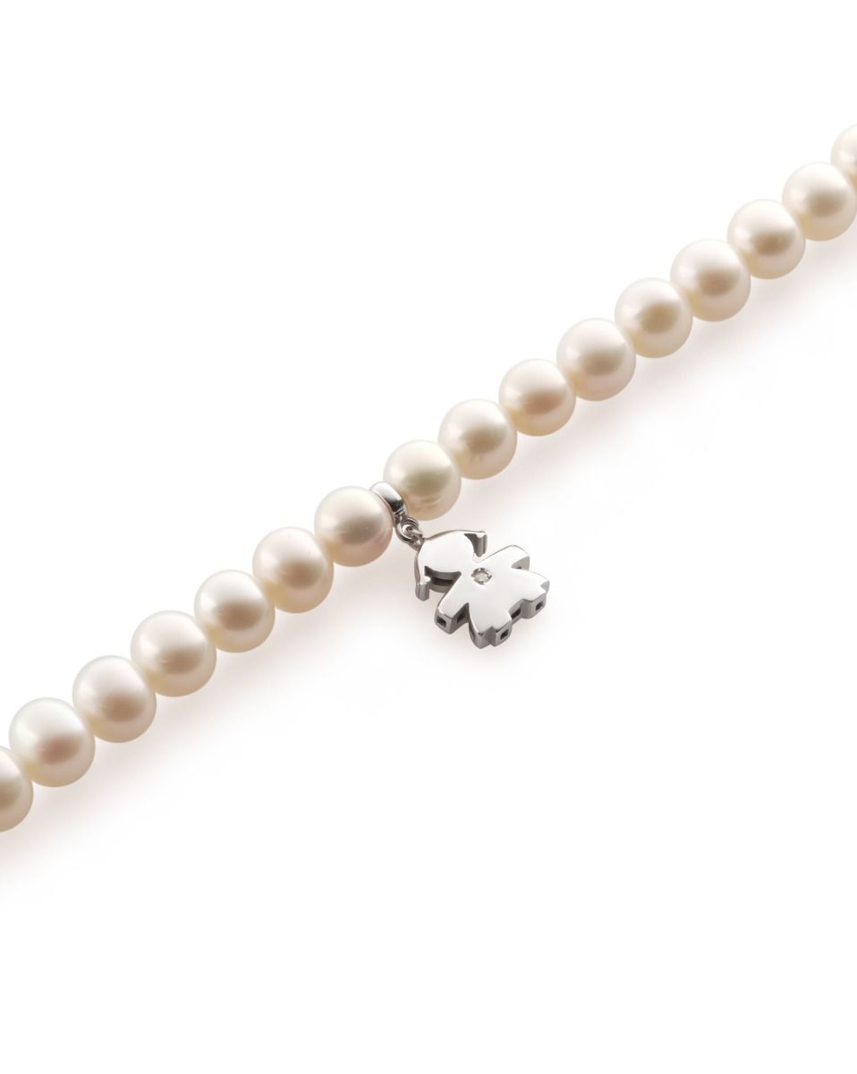 Le Bebé Collana Le Perle con sagoma bimba in oro bianco e diamante Convenienza