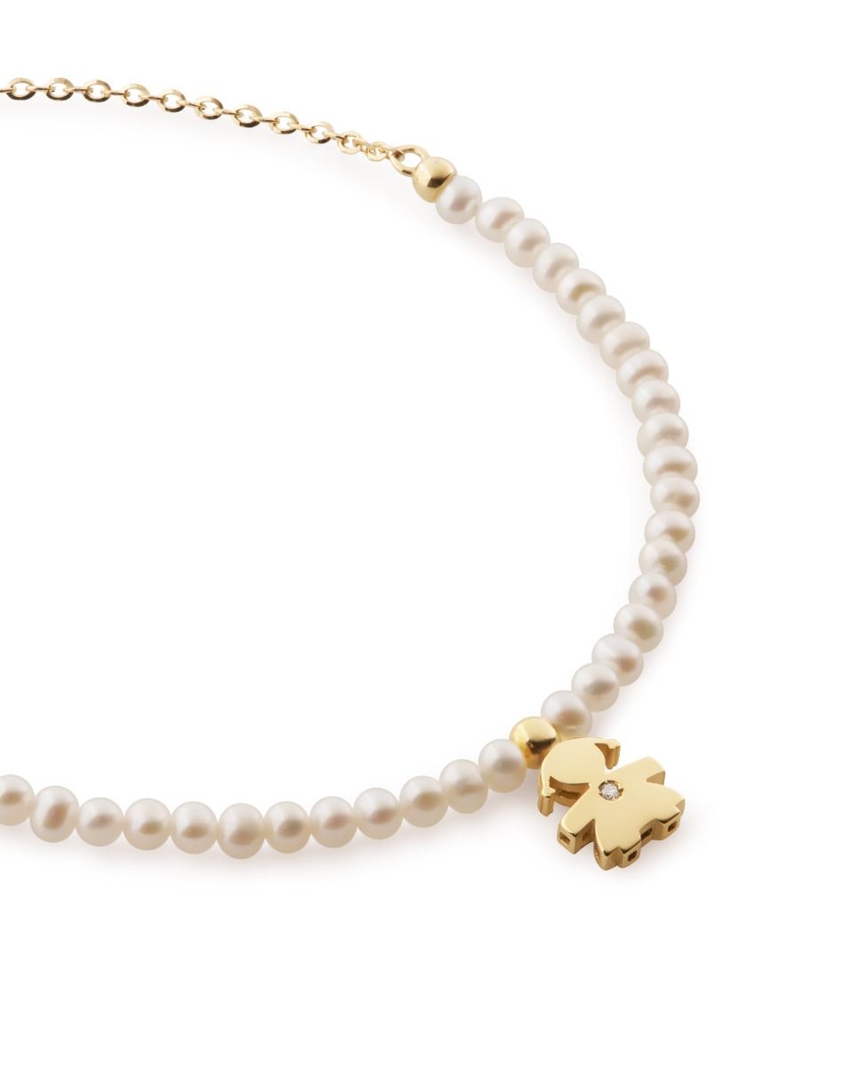 Le Bebé Bracciale Le Perle con sagoma bimba in oro giallo e diamante Offerta