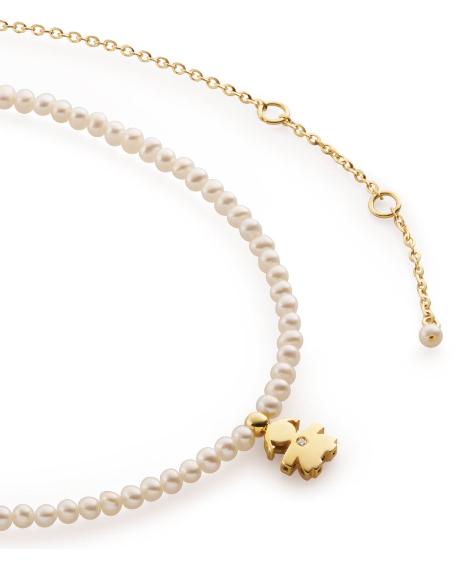 Le Bebé Collana Le Perle con sagoma bimba in oro giallo e diamante Outlet