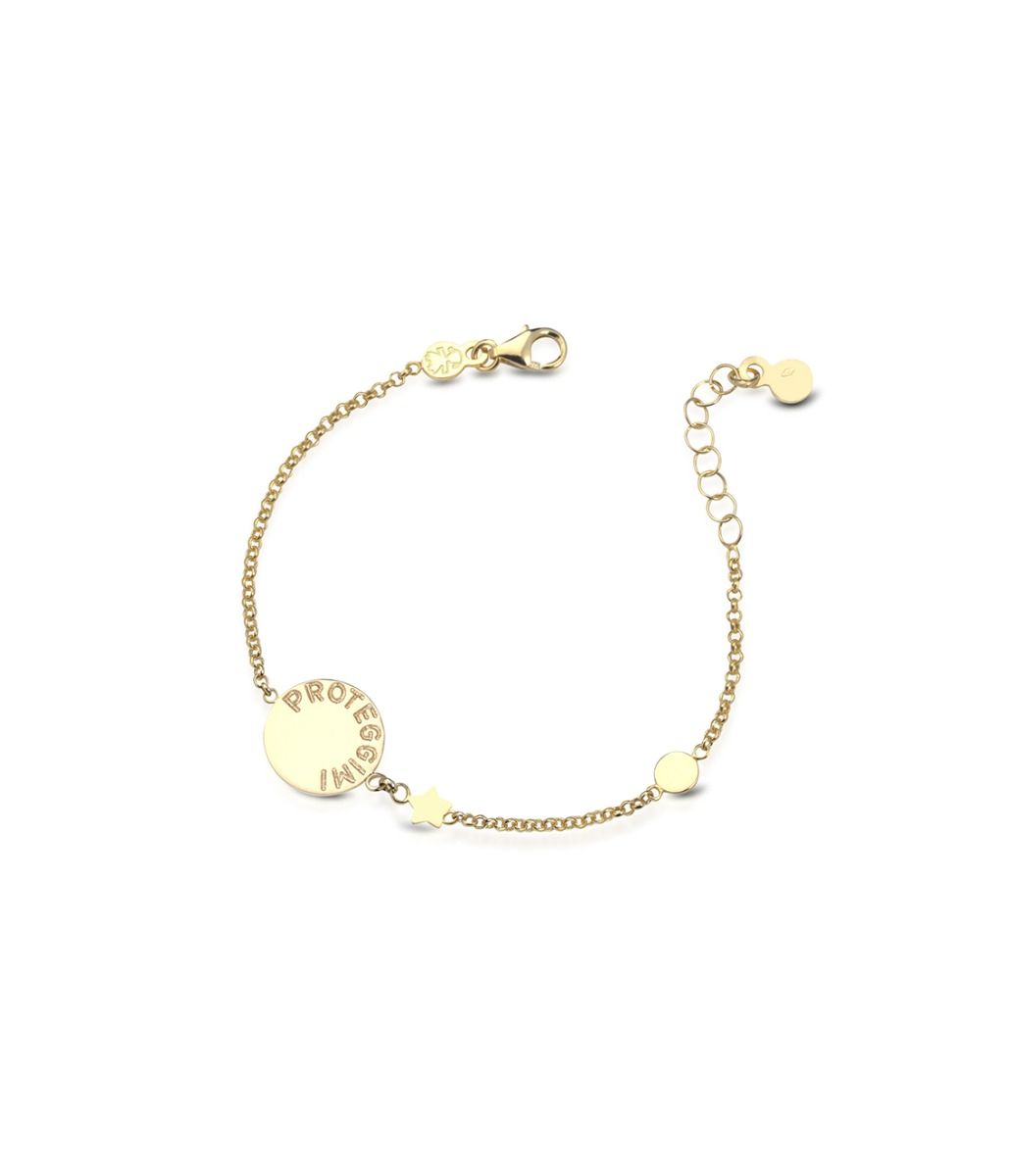 Le Bebé Bracciale Proteggimi con angioletto in oro giallo Presa