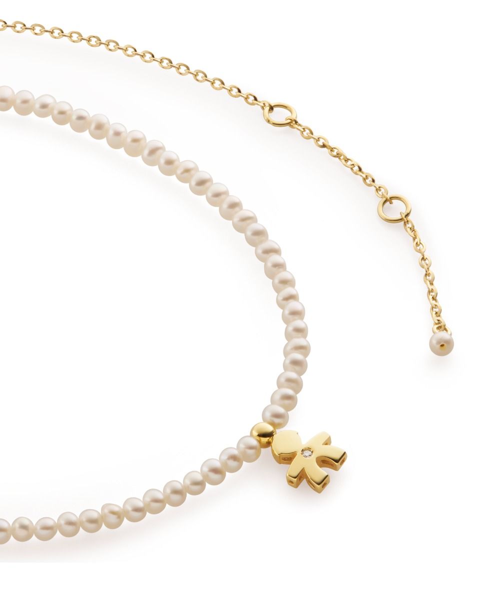 Le Bebé Collana sagoma bimbo con perle, oro giallo e diamante - leBebé Offerta