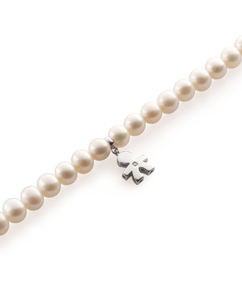 Le Bebé Collana Le Perle con sagoma bimbo in oro bianco e diamante Saldi Di Fabbrica