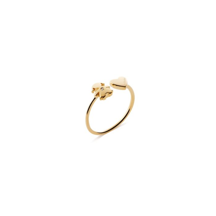 Le Bebé Anello Les Petits con sagoma bimba e cuore, in oro giallo e diamante Prezzo Ridotto