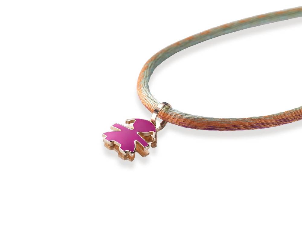 Le Bebé Ciondolo I Classici con sagoma bimba in oro rosa e smalto viola Online