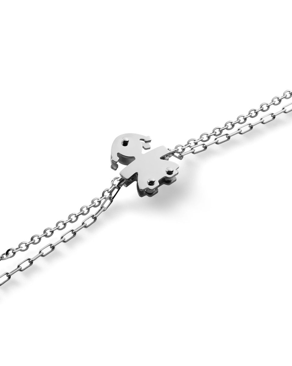Le Bebé Bracciale I Classici con sagoma bimba in oro bianco e diamante Nuova
