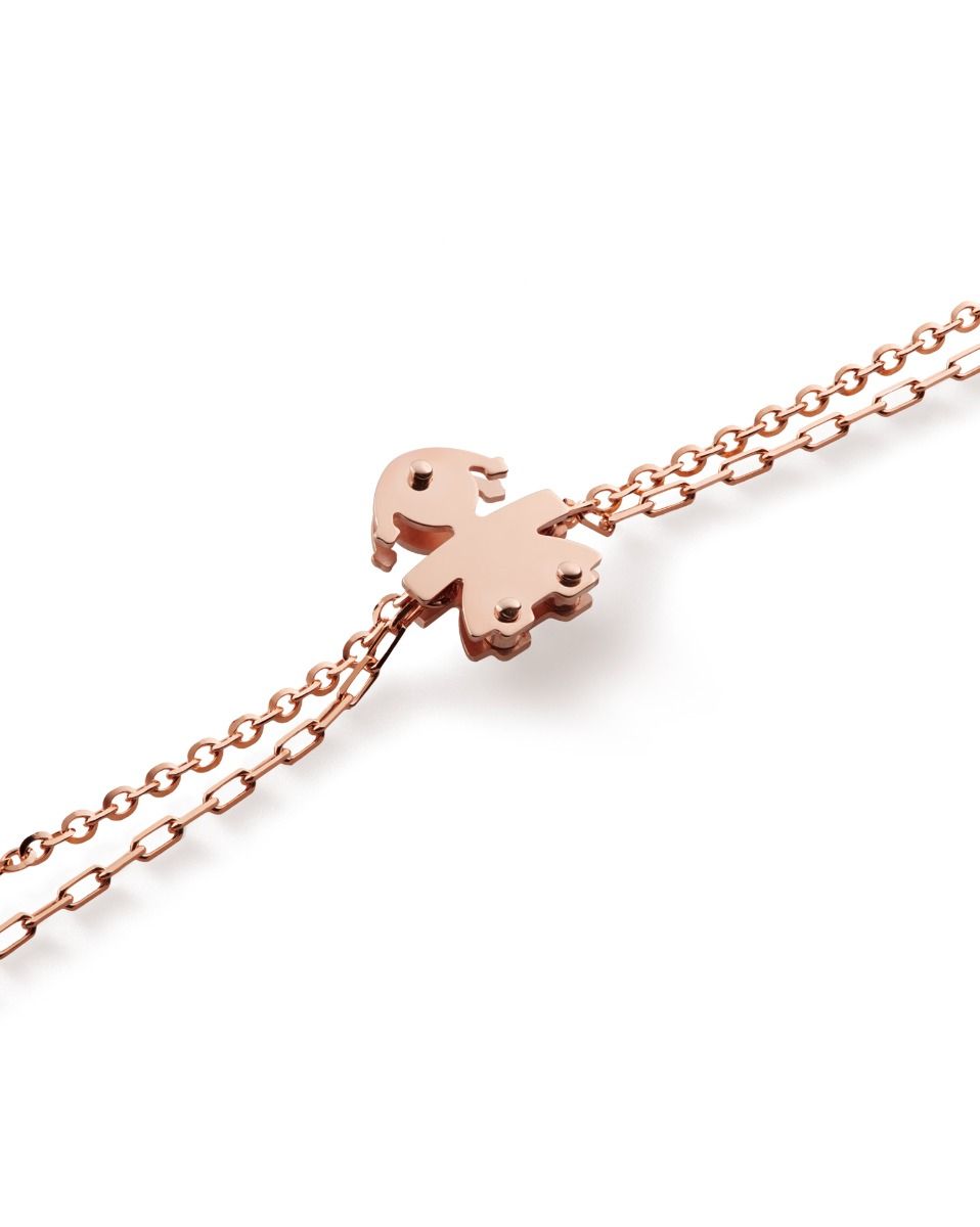Le Bebé Bracciale I Classici con sagoma bimba in oro rosa e diamante Moda