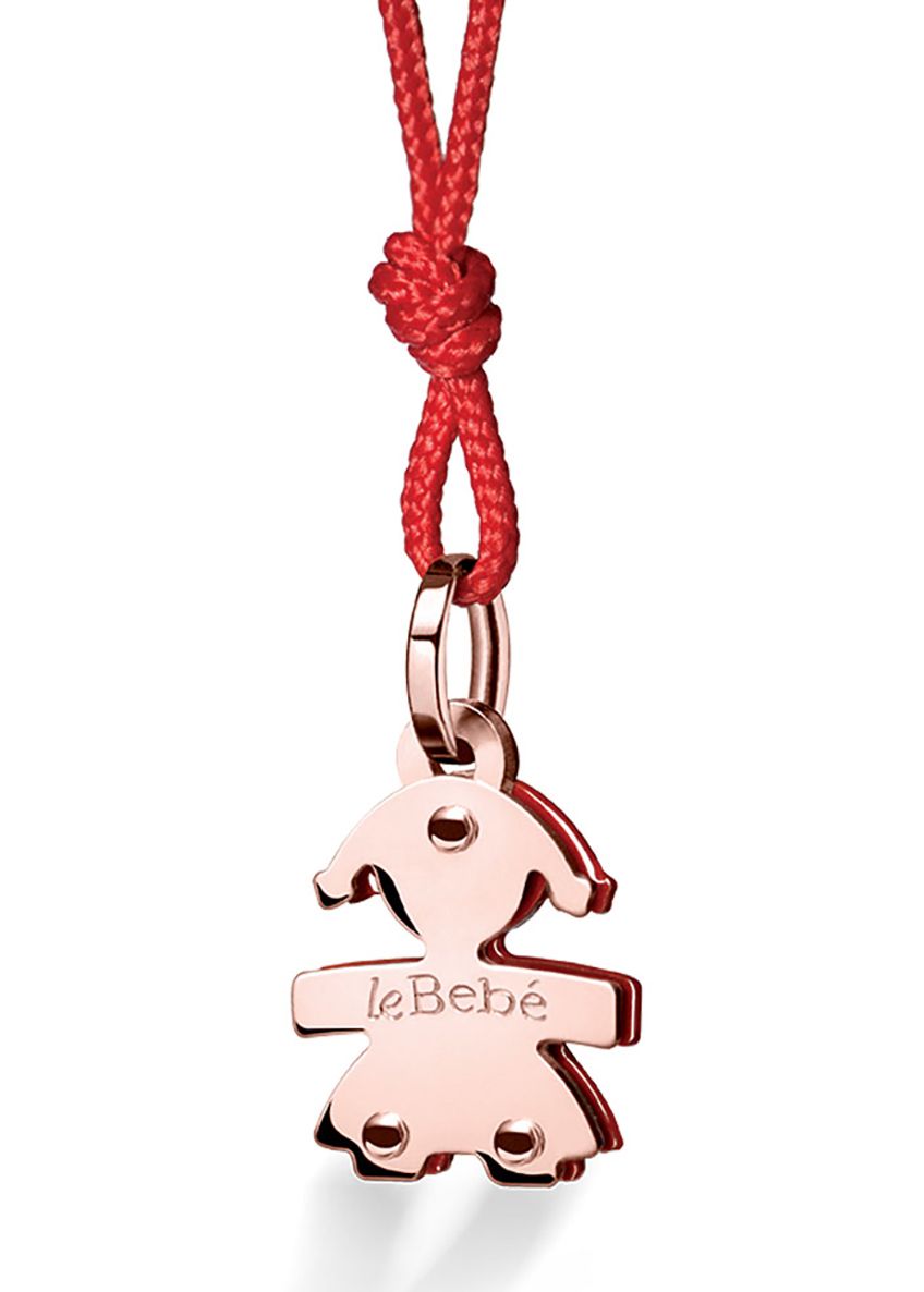 Le Bebé Ciondolo Minerva con sagoma bimba in oro rosa e smalto rosso Italy