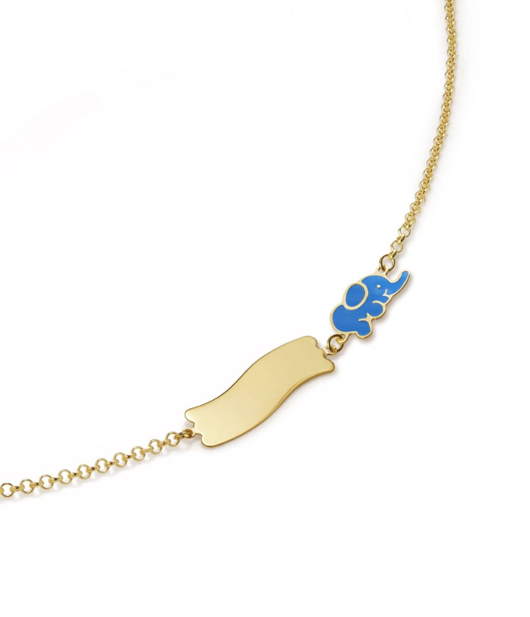 Le Bebé Bracciale Fortuna con elefantino e targhetta in oro giallo Italia
