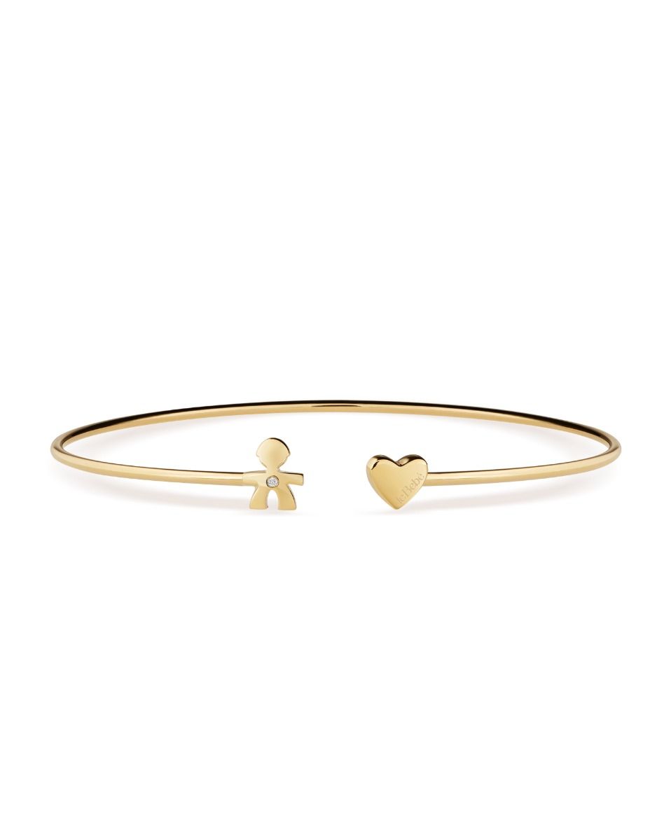 Le Bebé Bracciale Les Petits con sagoma bimbo e cuore, in oro giallo e diamante Negozi Online