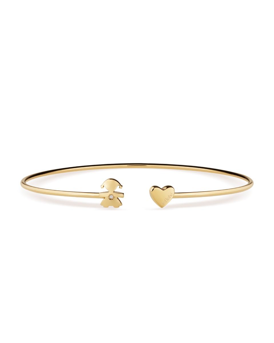 Le Bebé Bracciale Les Petits con sagoma bimba e cuore, in oro giallo e diamante Acquista Ora