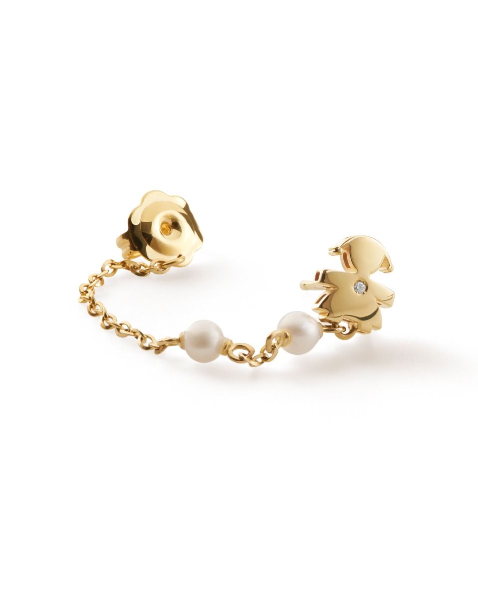 Le Bebé Mono Orecchino Le Perle con sagoma bimba in oro giallo e diamante Fino Al -60%