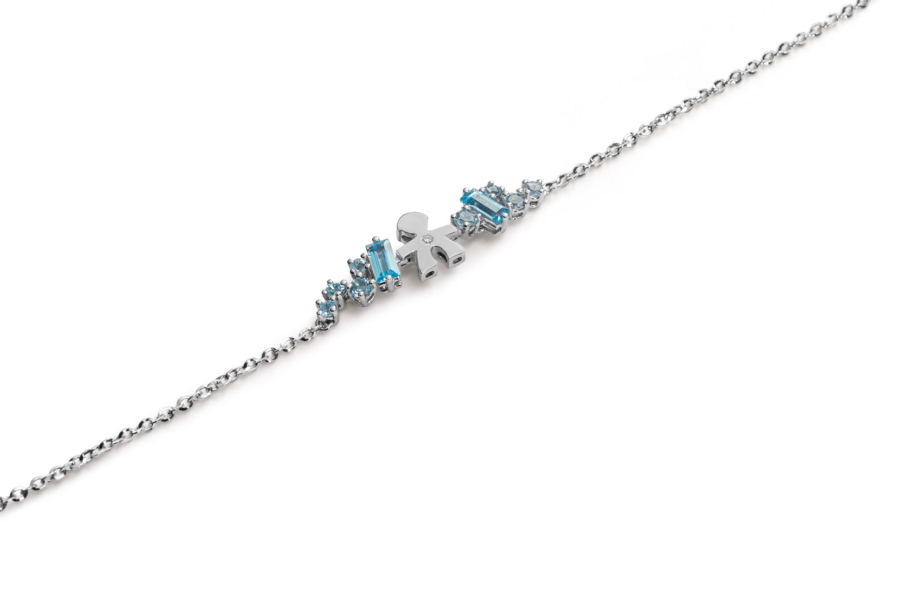 Le Bebé Bracciale Les Bonbons con sagoma bimbo, in oro bianco con topazi, acquamarine e diamante Novità
