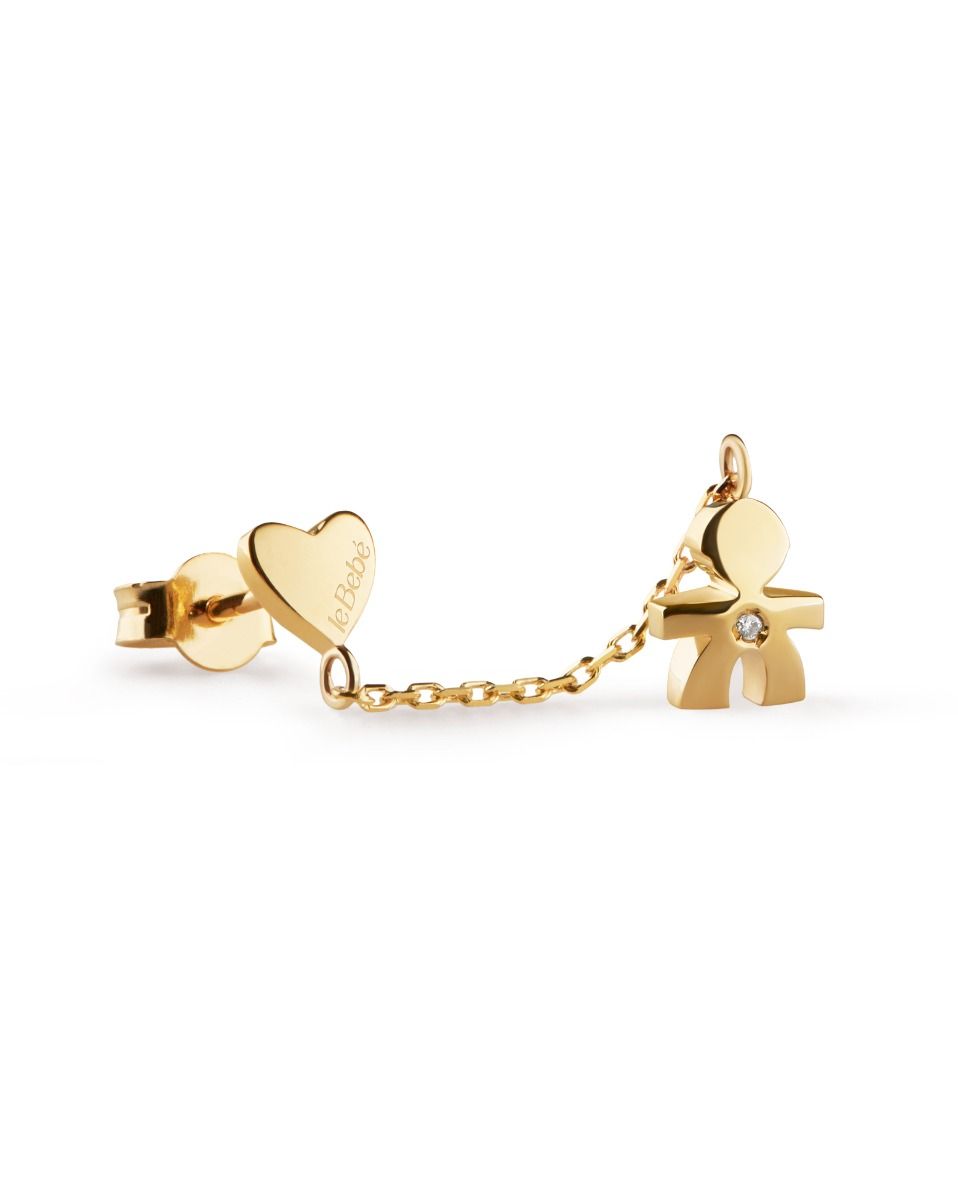 Le Bebé Mono Orecchino Les Petits con sagoma bimbo in oro giallo e diamante Online