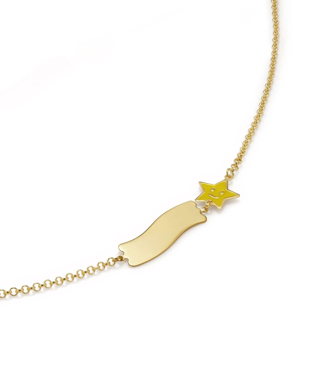 Le Bebé Bracciale Fortuna con stella e targhetta in oro giallo Vendita Calda