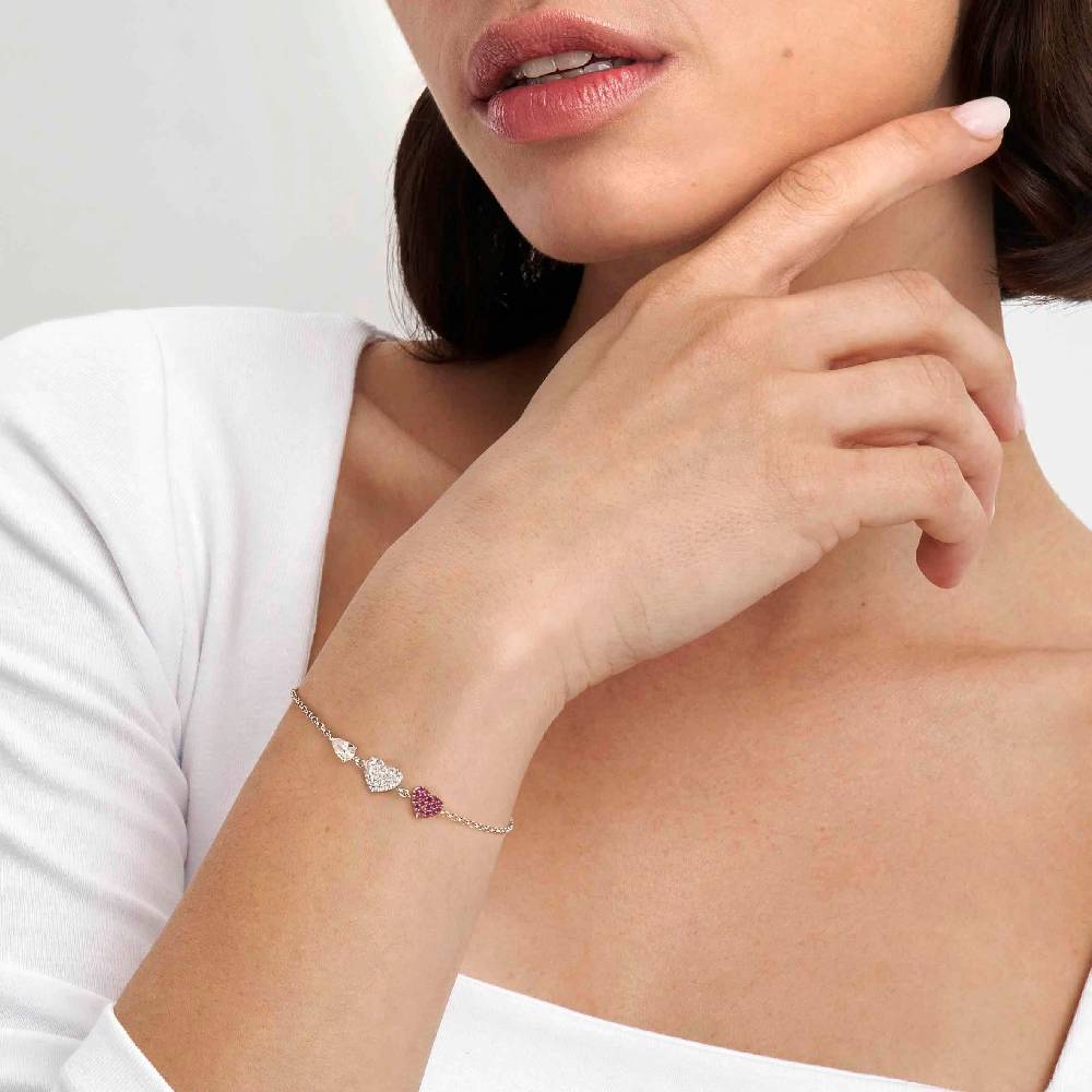Nomination Bracciale Lucentissima Cuori e Cubic Zirconia a Goccia Spedizione Gratuita