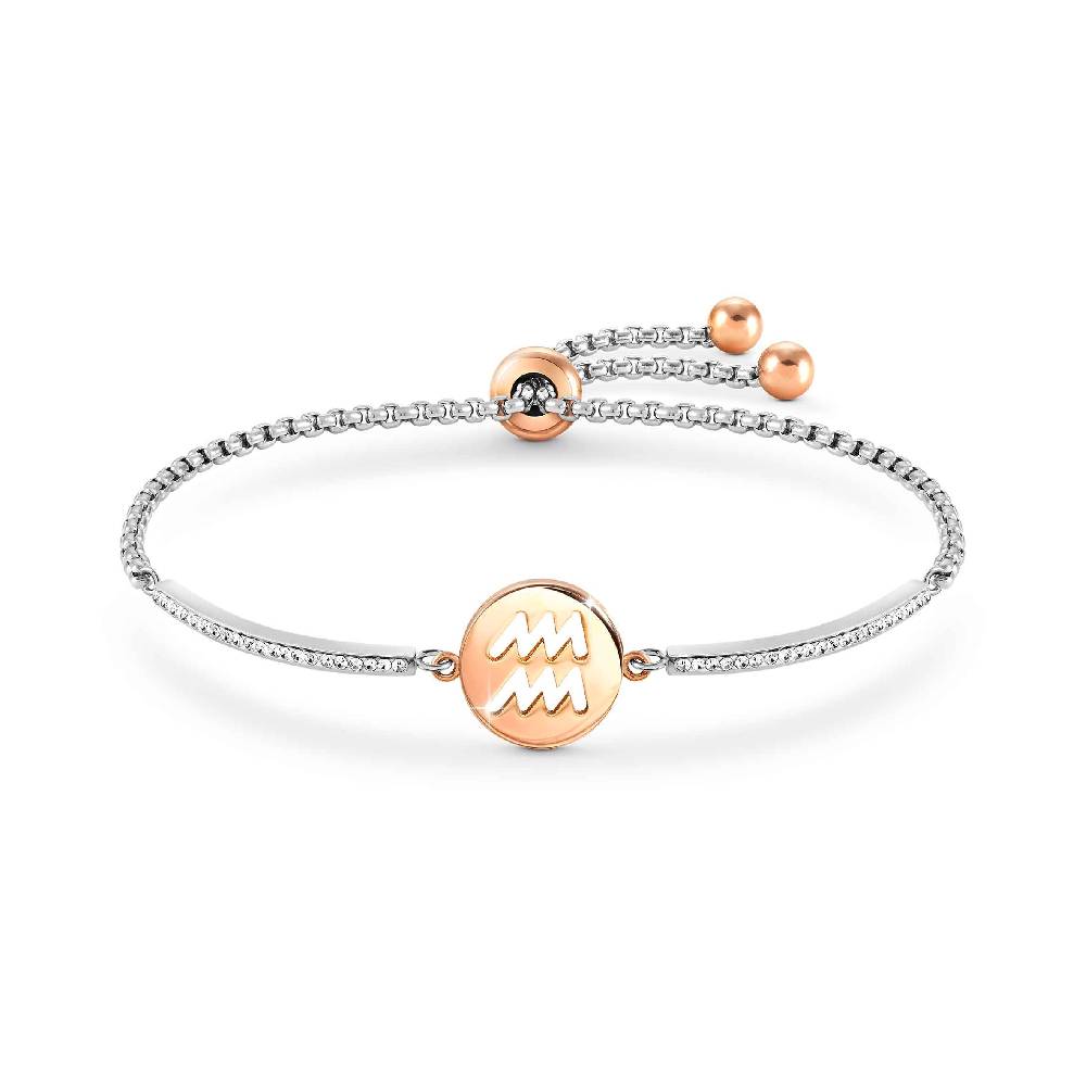 Nomination Bracciale Milleluci Zodiaco Acquario in PVD rosa e Cristalli