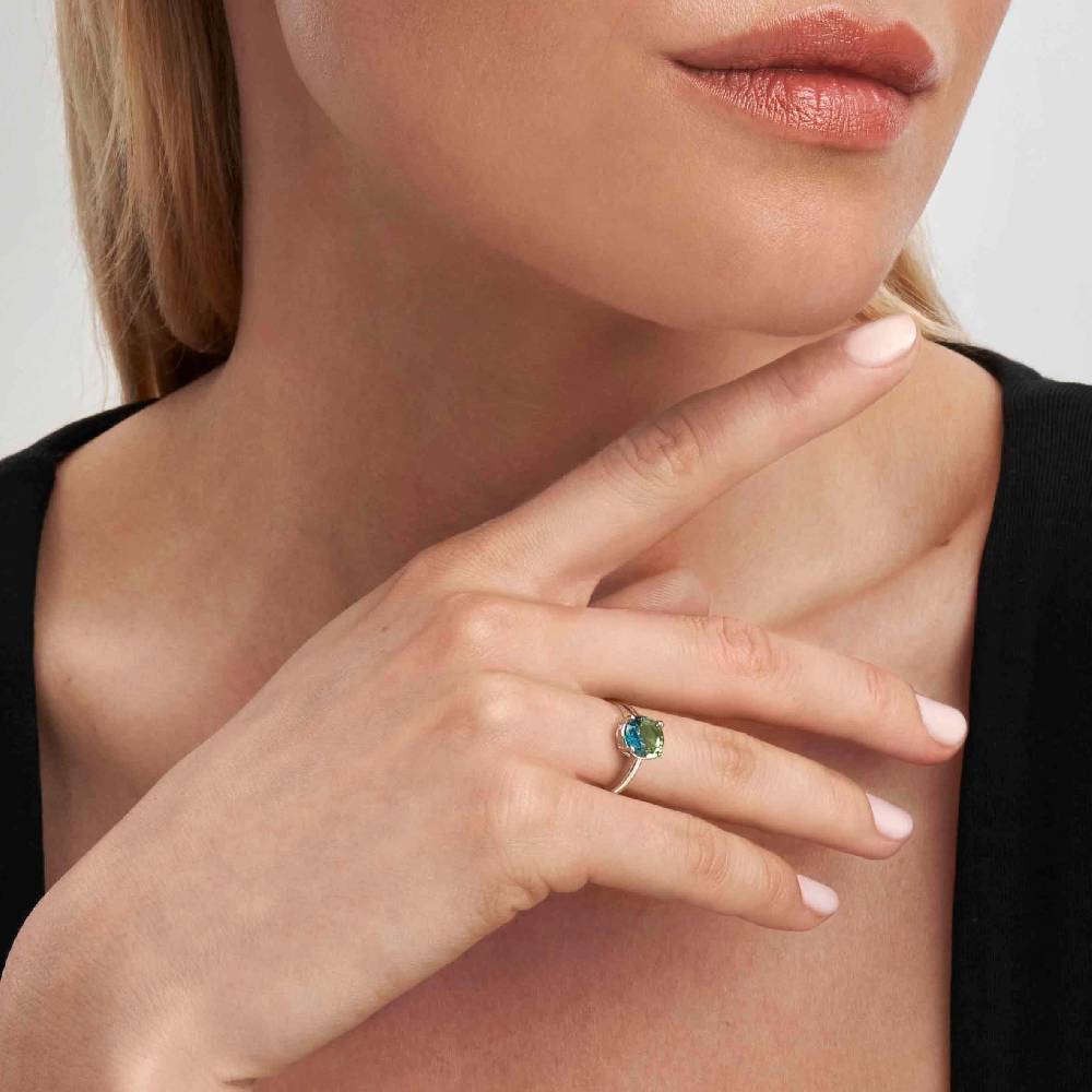 Nomination Anello Symbiosi con pietra bicolor verde azzurra Consegna Veloce