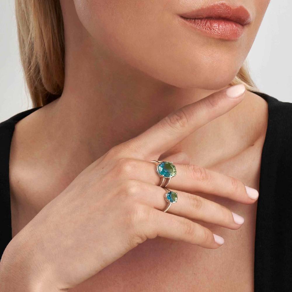 Nomination Anello Symbiosi con pietra bicolor verde azzurra Consegna Veloce