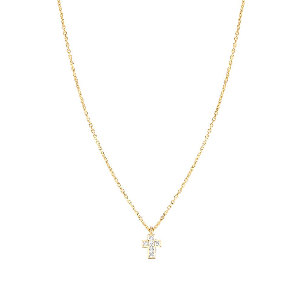Nomination Collana Carismatica Croce piccola in Oro giallo e pietre bianche Soddisfazione Garantita