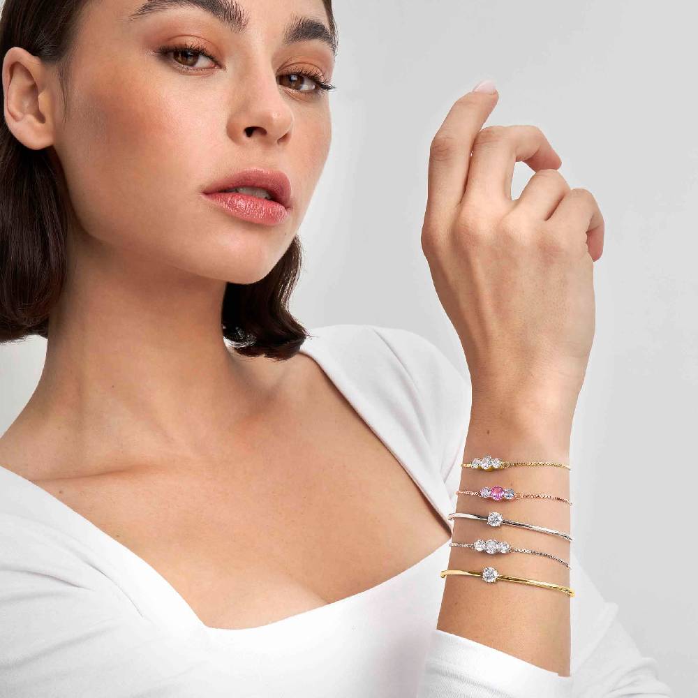 Nomination Bracciale Colour Wave con 3 pietre bianche Nuovo