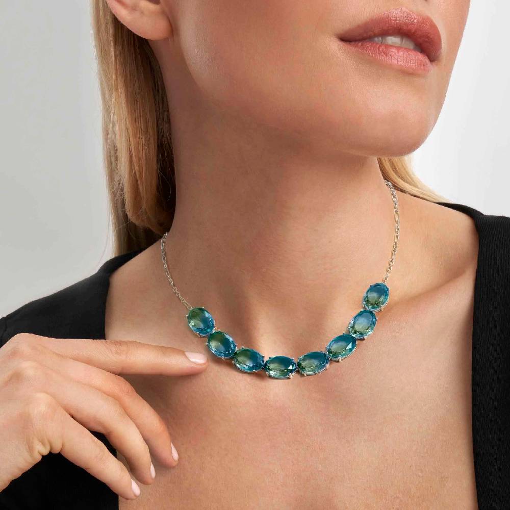 Nomination Collana Symbiosi con pietre Bicolor grandi celeste e verde Pezzi Unici